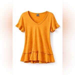 Left of Center Orange Boho Peplum Flowy Top M